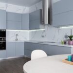 Wandfarbe für helle Kücheneinrichtung